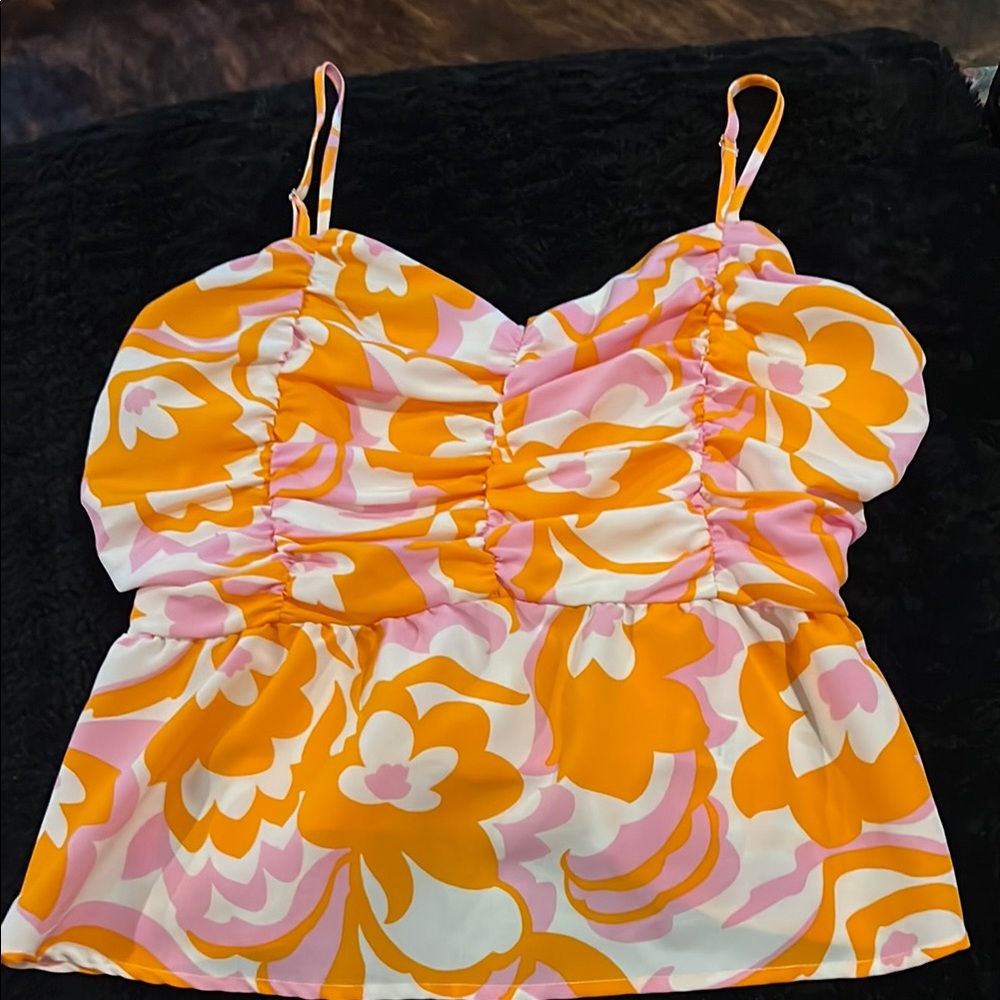 Vibrant Floral Camisole in Orange and purple and white